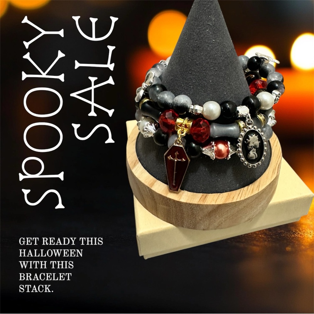 Halloween Glowing Beaded Bracelet Stack  - 3 bracelets